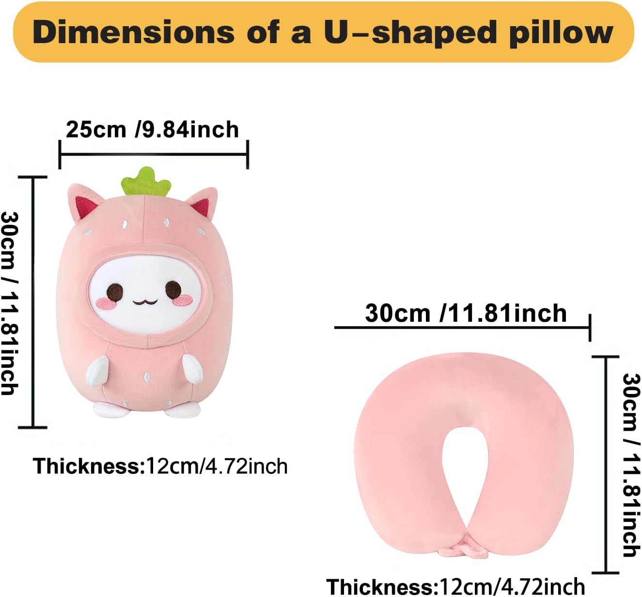 2-in-1 Kids Travel Pillow - Deformable Kids Neck Pillow for Traveling, Soft U-Shaped Pillow with Adorable Animal