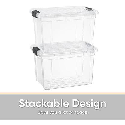 Superio Mini Deep Storage Organizer Bin with Lid X-Deep Small Clear Storage Box with Latch for Home, Kitchen, Garage- Store Toys, Food, Supplies, and Hair Accessories (2.4 Quart)