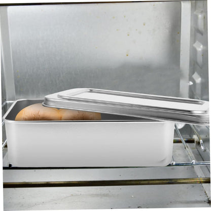 Box Covered Baking Tray - Stainless Steel Bakeware with Lid, Bread Baking Pan, Oven Tray