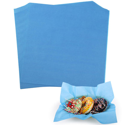 KIKISML 100 PCS Deli Paper Sheets 12 * 12 Inch, Food-grade Pure Color Greaseproof Paper Food Basket Liners for Sandwiches, Burgers, Fries Wrapping for Party, Festival and Outdoors - Blue