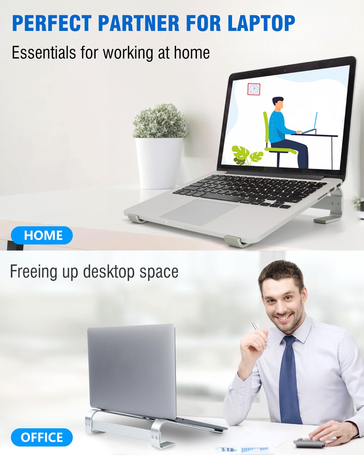 KYQEE Laptop Riser for Desk, Laptop Stand, Ergonomic Aluminum Computer Stand for Laptop, Ventilated Notebook Stand Compatible with MacBook Air Pro, Dell XPS, HP, More 11-17.3 Inches Work from Home