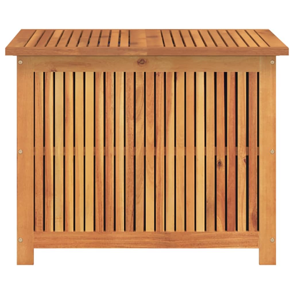 GKHPYURE Solid Acacia Wood Patio Storage Box with Water-Proof Bag, 29.5x29.5x22.8 Inch Outdoor Storage Box for Cushions, Pillows, and Garden Tools