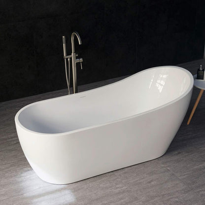 Woodbridge 67" Acrylic Freestanding Bathtub Contemporary Soaking Tub with Chrome Overflow and Drain, BTA1508-C,White