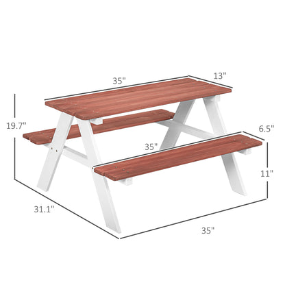 Picnic Table Set, Wooden Table Bench Set, Patio Furniture Outdoor Toys for Garden, Backyard, Aged 3 8 Years Old, Brown