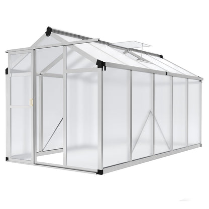 6x10 FT Greenhouse - Large Aluminum Greenhouses for Outdoors, Heavy Duty Polycarbonate Greenhouse with Roof Vent&Ground Nails, Walk-in Green Houses for Garden, Backyard, Patio, Easy Assembly