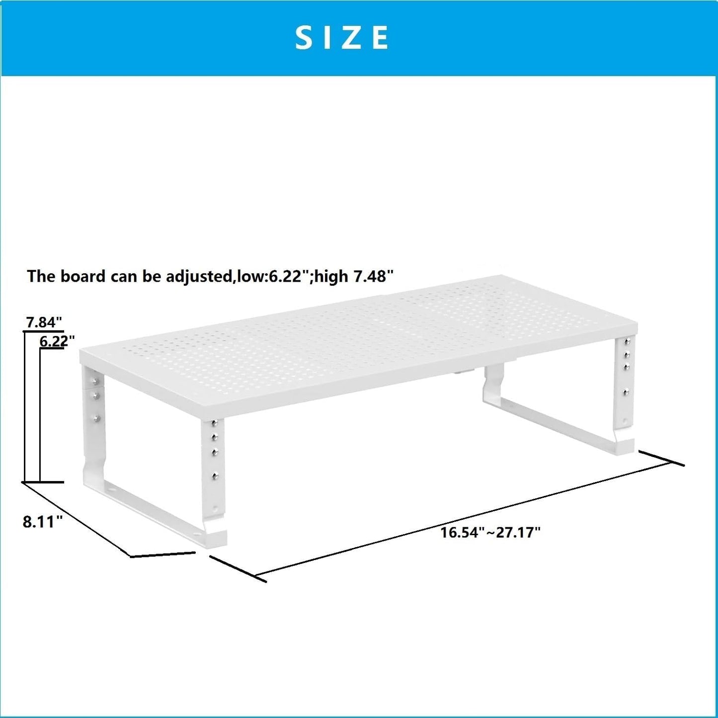 Countertop Solution(1Pack/White/Medium) Expandable,Adjustable & Stackable Spice Rack, Cabinet Kitchen Shelf