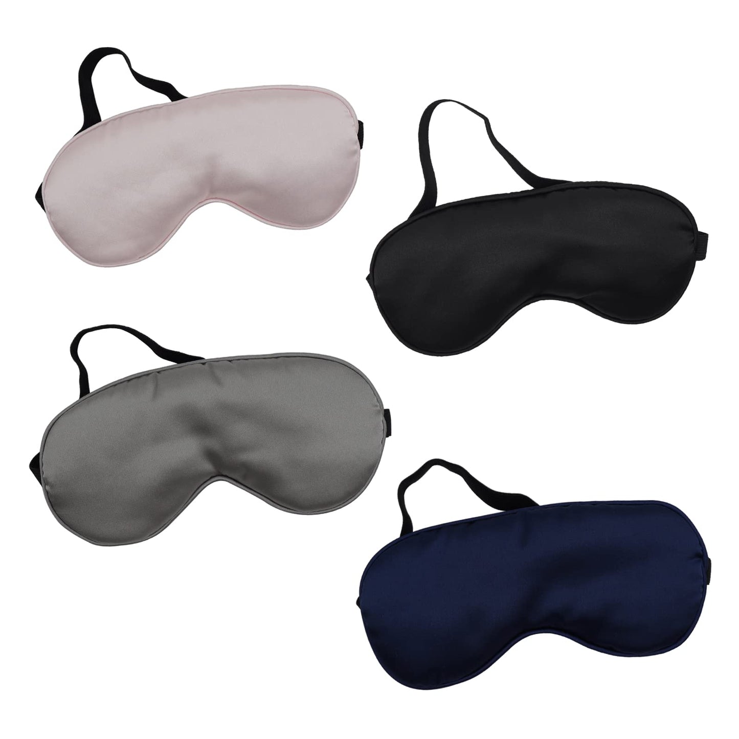 4 Pack Eye Mask for Sleeping Silky Soft Satin Blindfold Adjustable Strap Night Eye Cover for Women Men