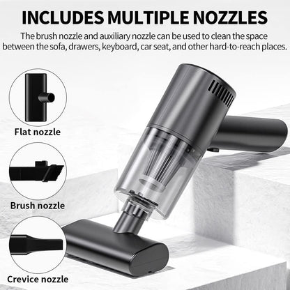 Wireless Handheld Vacuum Cleaner, 6000Pa High Suction Power, Portable Cordless Device, Twin Turbine Motors, Black