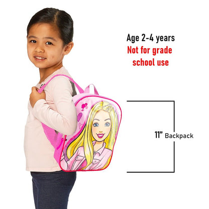 Barbie Mini Backpack with Lunch Box for Girls - Bundle with 11" School Bag, Lunch Bag Plus Tattoos, Water Bottle, and More | Barbie Girls Backpack Elementary School