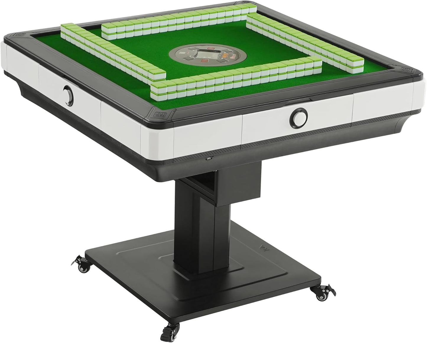 EDILLY Automatic Mahjong Shuffle Table, Folding Mahjong Table, 4 Legs, 4 Wheels, 4 Drawers, Chinese American Style, with 2 Sets of Tiles