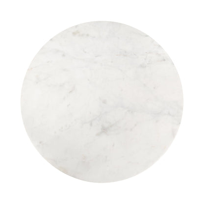 Kate and Laurel Soleyn Coastal Wood and Authentic Marble Side Table, 20 x 20 x 24, White Marble and Light Natural, Round Marble End Table for Use as Bedroom Nightstand or Living Room Accent