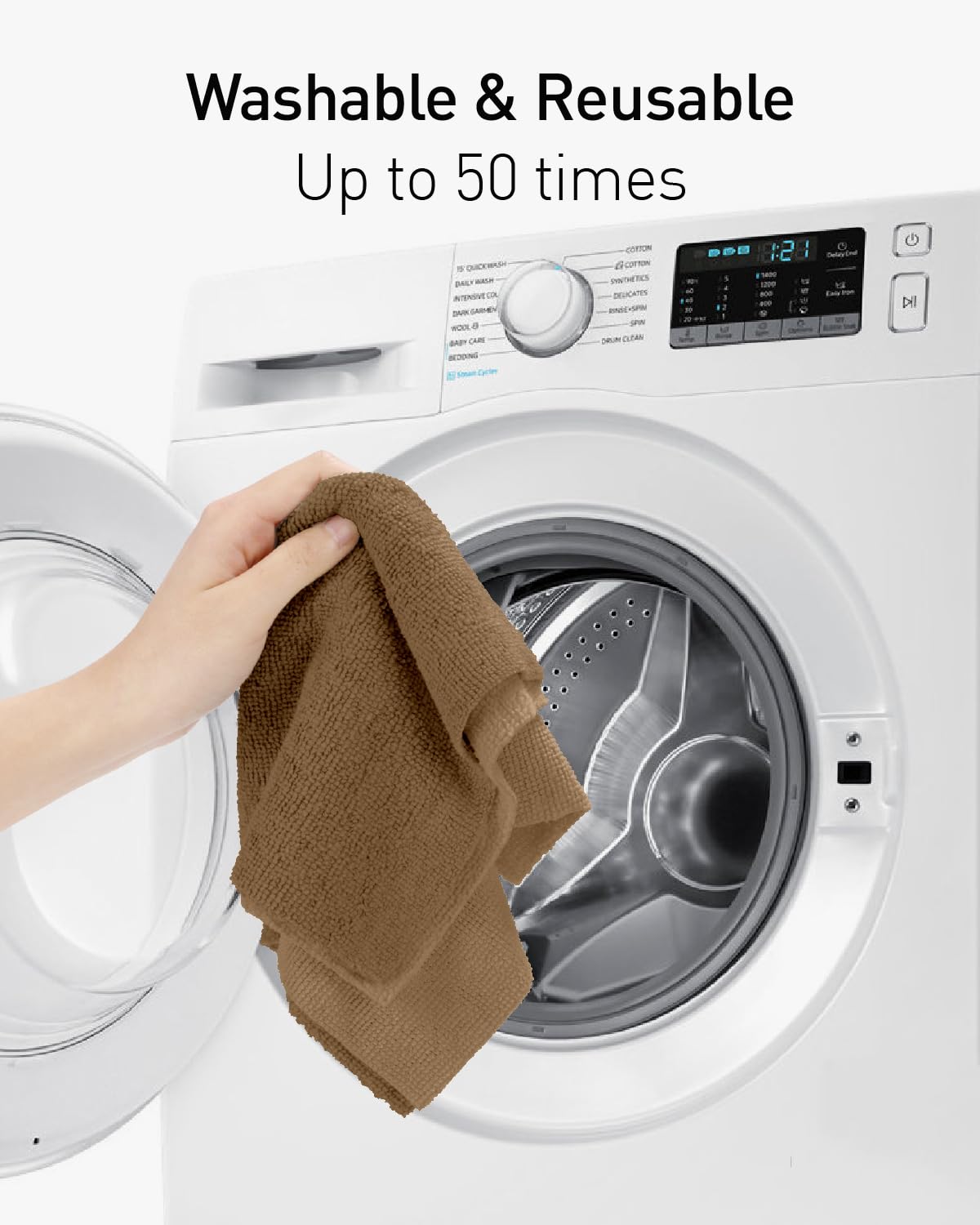 Fantasticlean Microfiber Cleaning Cloth Roll -75 Pack, Tear Away Microfiber Towels, 12" x 12", Reusable, Washable, Scratch Free, Ultra Absorbent for All-Around Cleaning Supplies (TAN)