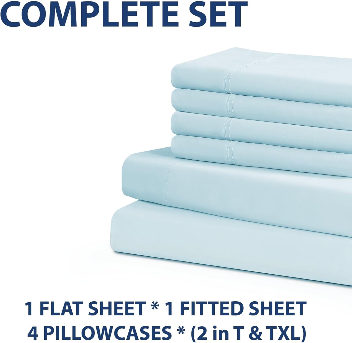 Home Collection Micro Caress Luxurious Sheet Set, 90GSM 4-Piece King Size with 2 Additional Pillowcases, Aqua Color
