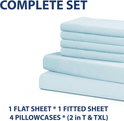 Home Collection Micro Caress Luxurious Sheet Set, 90GSM 4-Piece King Size with 2 Additional Pillowcases, Aqua Color