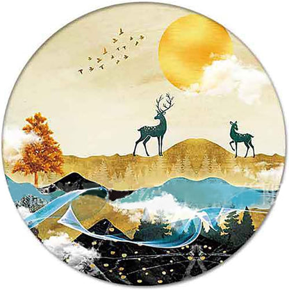 Set 6 Drink Coasters of with Holder, Ceramic Absorbent Boho Coaster for Drinks with Base and Golden Holder