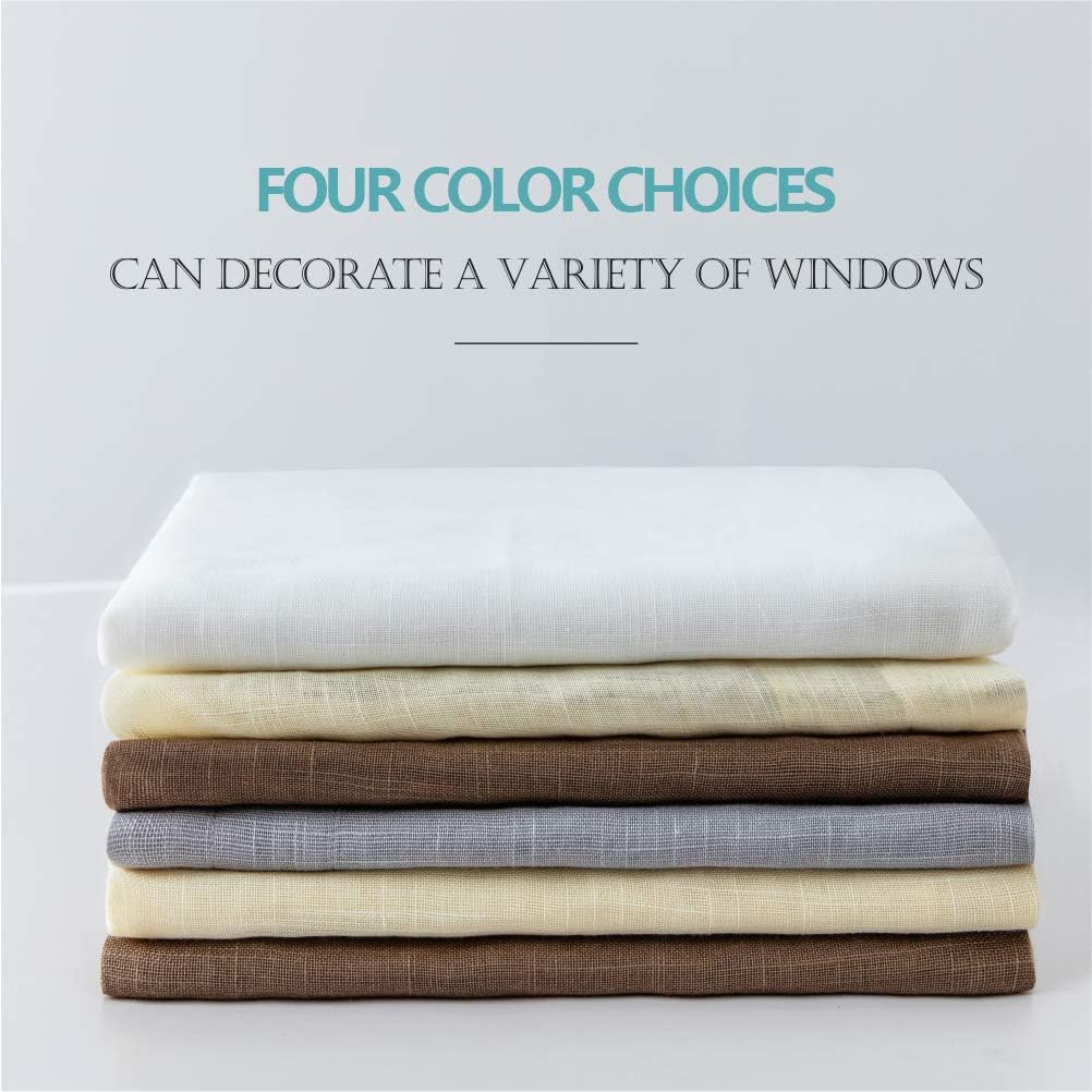 Cozynight White Sheer Tier Curtains, 36 Inch Length Linen Curtain Sheers for Kitchen, Bathroom, Cafe - 2 Panels