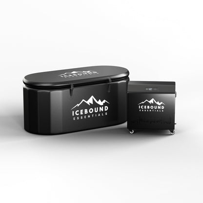 Icebound Essentials Inflatable Cold Plunge Tub - XL, Black - 150 Gallon Ice Bath - Chiller Compatible – Inflatable
