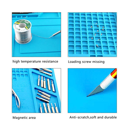 TIMESETL S-160 Silicone Repair Mat Electronics Repair Mat Magnetic Repair Mat Silicone Soldering Mat Insulation Silicone Welding Pad for BGA and Gun Soldering Iron, Workbench, Cell Phone Laptop Repair