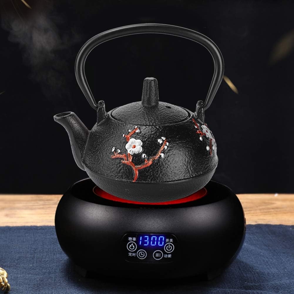 Teapot Stovetop Tea Kettle with Infuser, Uncoated Japanese Cast Iron, Black, 10 oz