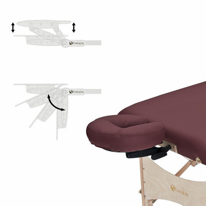 EarthLite Harmony DX Portable Massage Table Package, Includes Table + Face Cradle + Carrying Case, 30" x 73, Burgundy