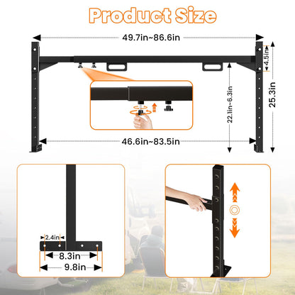 Trailer Ladder Rack, 4.1'-7.2' Adjustable Heavy Duty Ladder Holder for Enclosed & Open Trailers, Black Ladder Rack with Secure Ladder Stopper for Transport