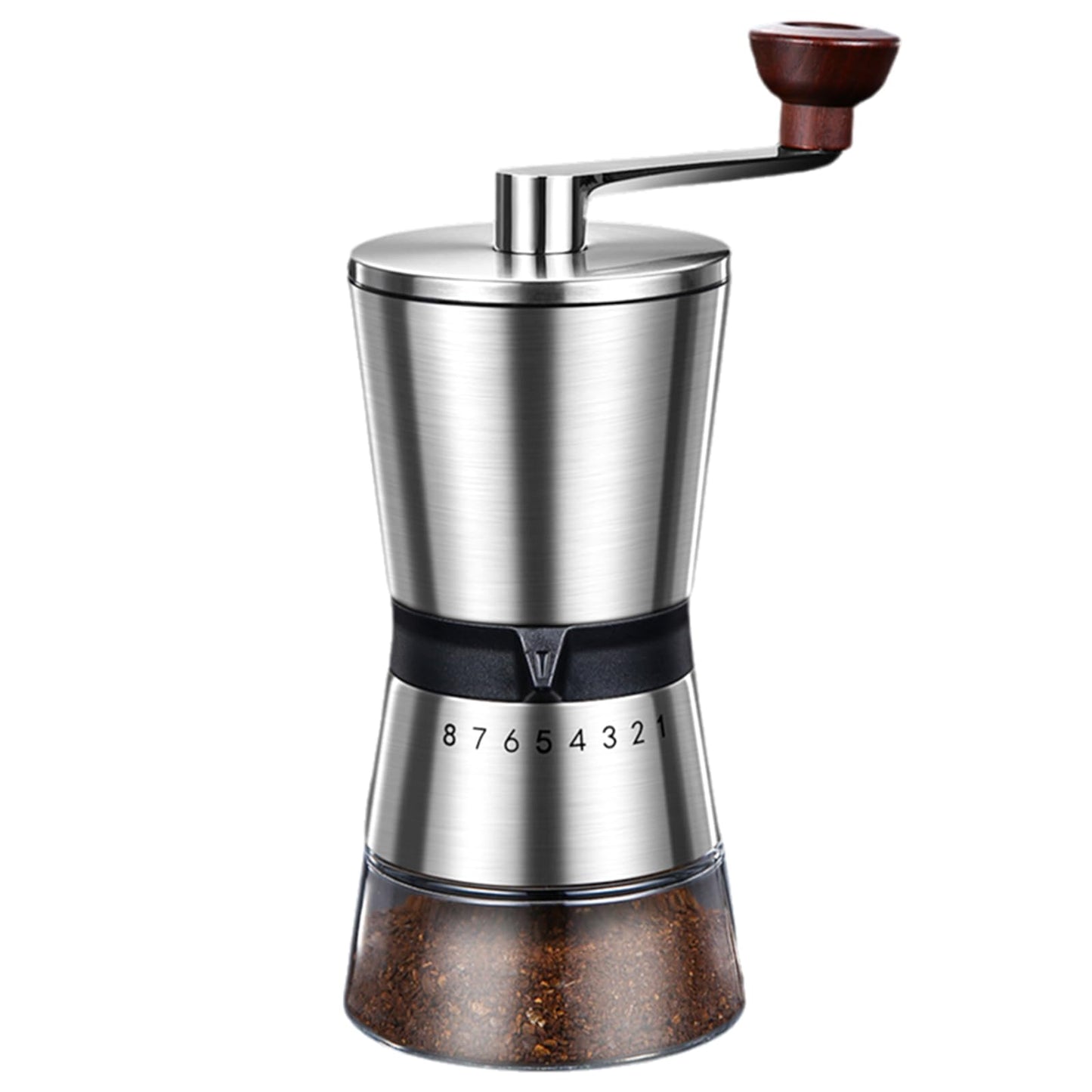 Ceramic Burr Manual Coffee Grinder with 8 Adjustable Coarseness Settings for Cold Brew Espresso Beans French Press Pour Over Drip Stainless Steel Hand Crank Coffee Mill for Home use or Travel Camping