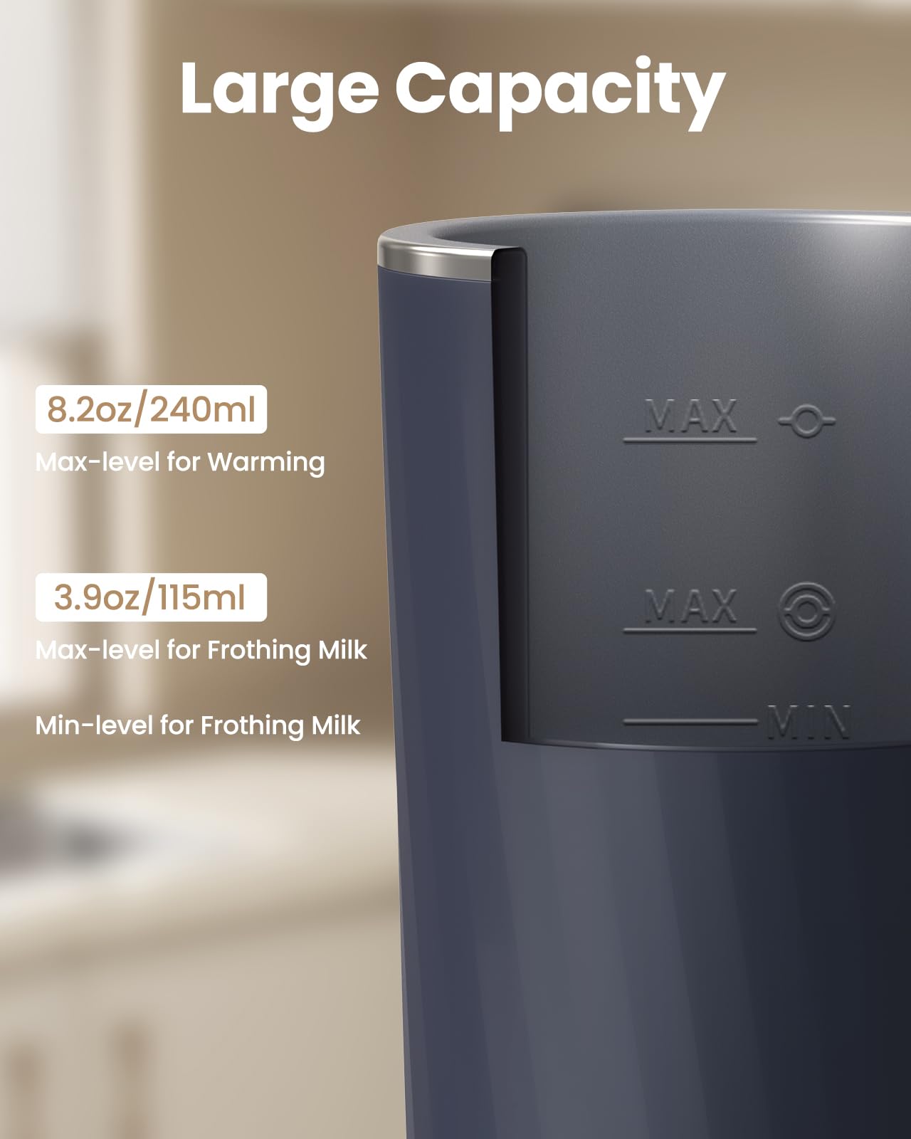SIMPLETASTE Milk Frother, 4-in-1 Electric Milk Frother and Steamer, Automatic Warm and Cold Foam Maker and Milk Warmer for Latte, Cappuccinos, Dark Blue
