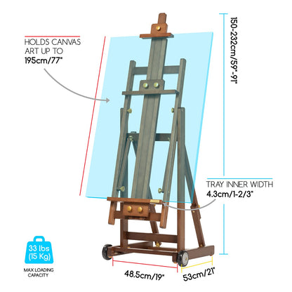 MEEDEN PRO Assembly-Free Art Easel - Professional Artist Easel with Wheels - Beech Wood Large Easel for Painting Canvas Up to 77"