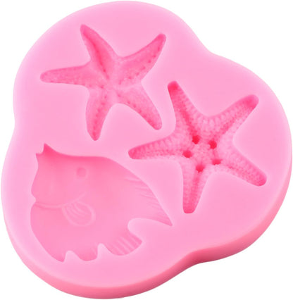 Marine Theme Silicone Mold, Starfish Fondant Molds for Cake Decoration, Cupcake Topper, Chocolate
