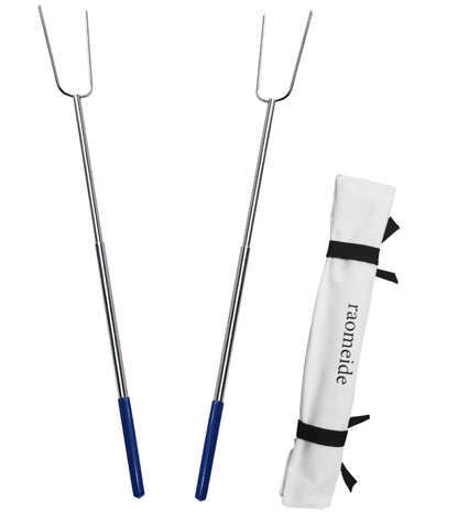 RAOMEIDE 32" Heavy Duty Hot Dog Roasting Sticks for Campfire, Smores Sticks for Fire Pit Long, Marshmallows Skewers (2 Pack)
