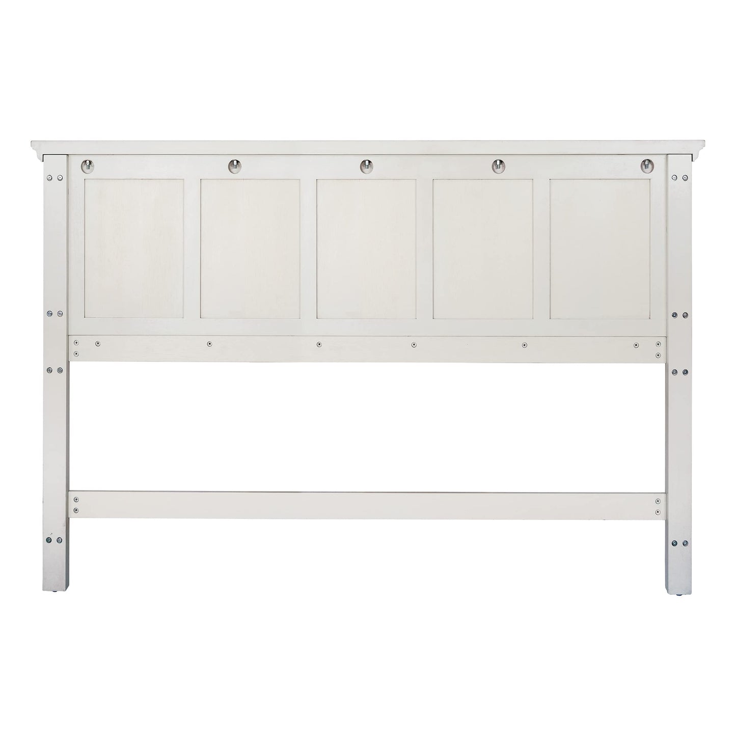 OSP Home Furnishings Farmhouse Basics King Headboard Only, Rustic White Finish