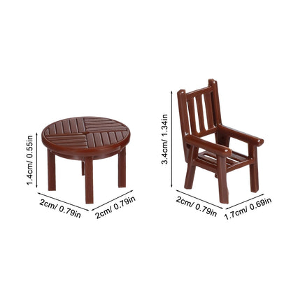 4 Sets Dollhouse Furniture - 1/50 Scale Miniature Dollhouse Table and Chairs Plastic Mini Dining Room Table Chairs for Fairy Garden Doll House Accessories