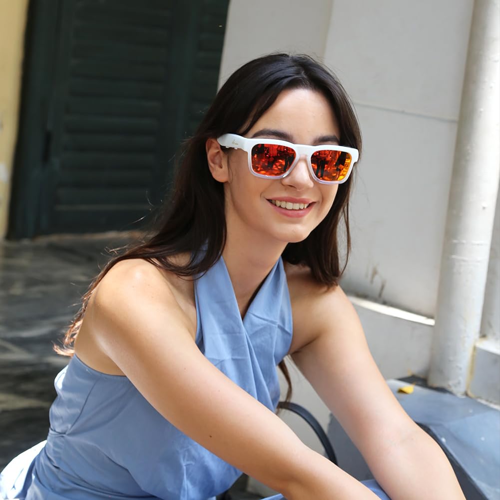 OhO Smart Glasses,Safety Glasses with Bluetooth Speaker,Indoor/Outdoor UV Protection and Voice Control,Unisex(Blue Light Lens)