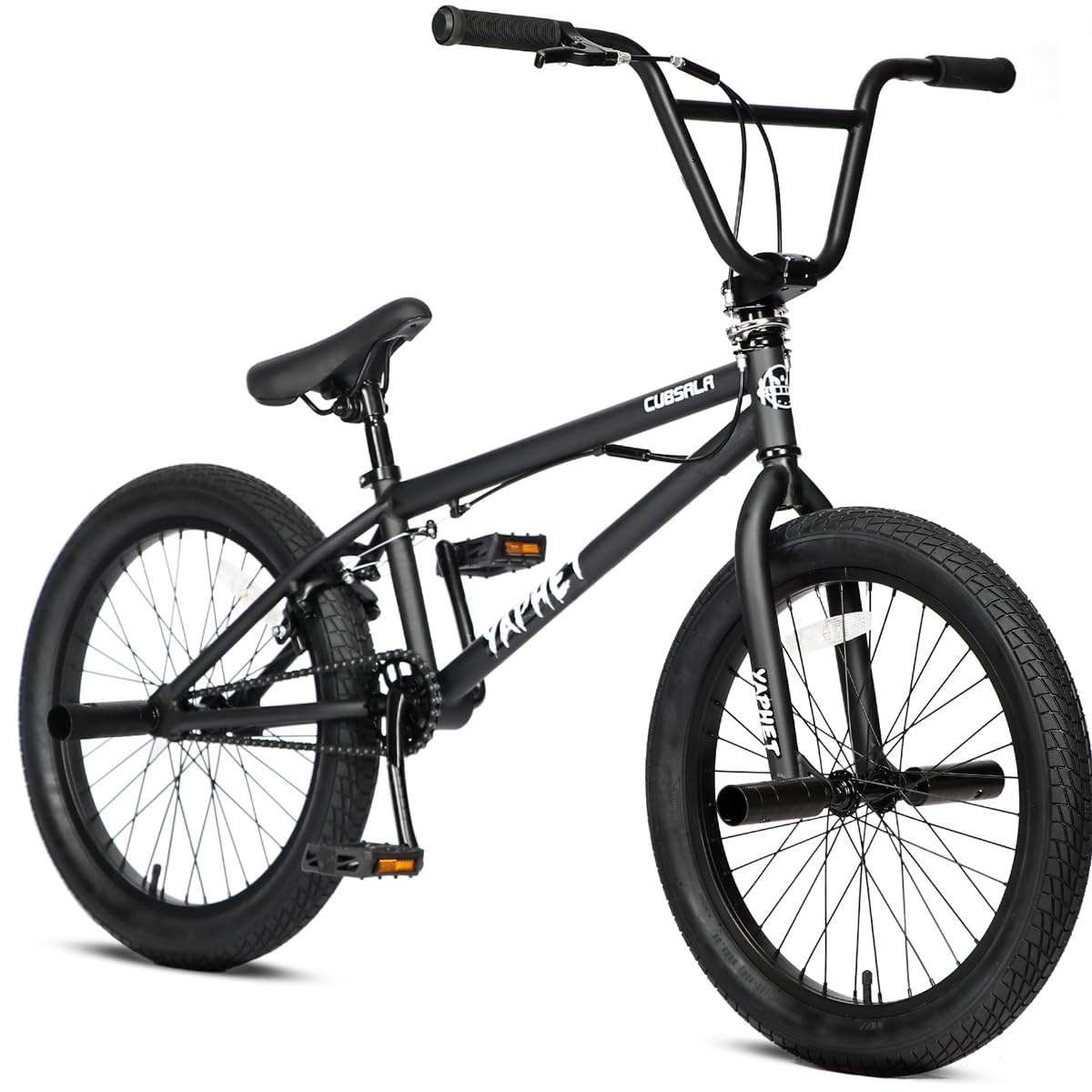 cubsala Freestyle BMX Bike, 20 Inch Yaphet Bicycle for Teen Youth Beginner Adult Riders, Bike with 360° Rotating Handlebar and 4 pegs, Color Black