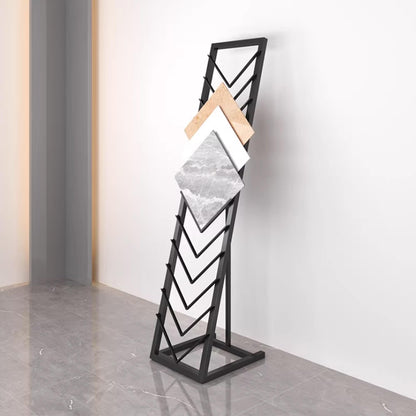 Gold Tile Display Rack, 12 Card Slots, Freestanding Organizer Shelf for Marble Slabs, Wooden Boards, Door Samples - Ideal for Retail Stores & Trade Shows (40 * 50 * 160cm)