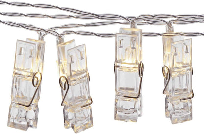 GL42589 10.5 Sterno Home LED Battery-Operated Clip String Lights, Feet, Warm White Cord