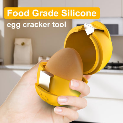 Egg Cracker, Silicone Egg Shell Opener, Cute Egg Shaped Design, Opens Eggs with Ease, A Little Happiness Boost for Your Kitchen. (Color: Yellow, 1-Pack)