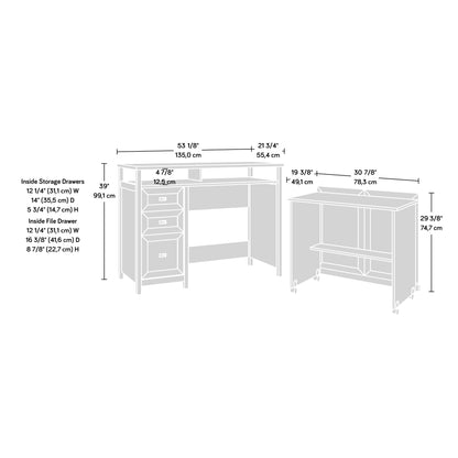Sauder Cottage Road Credenza Desk, White Finish