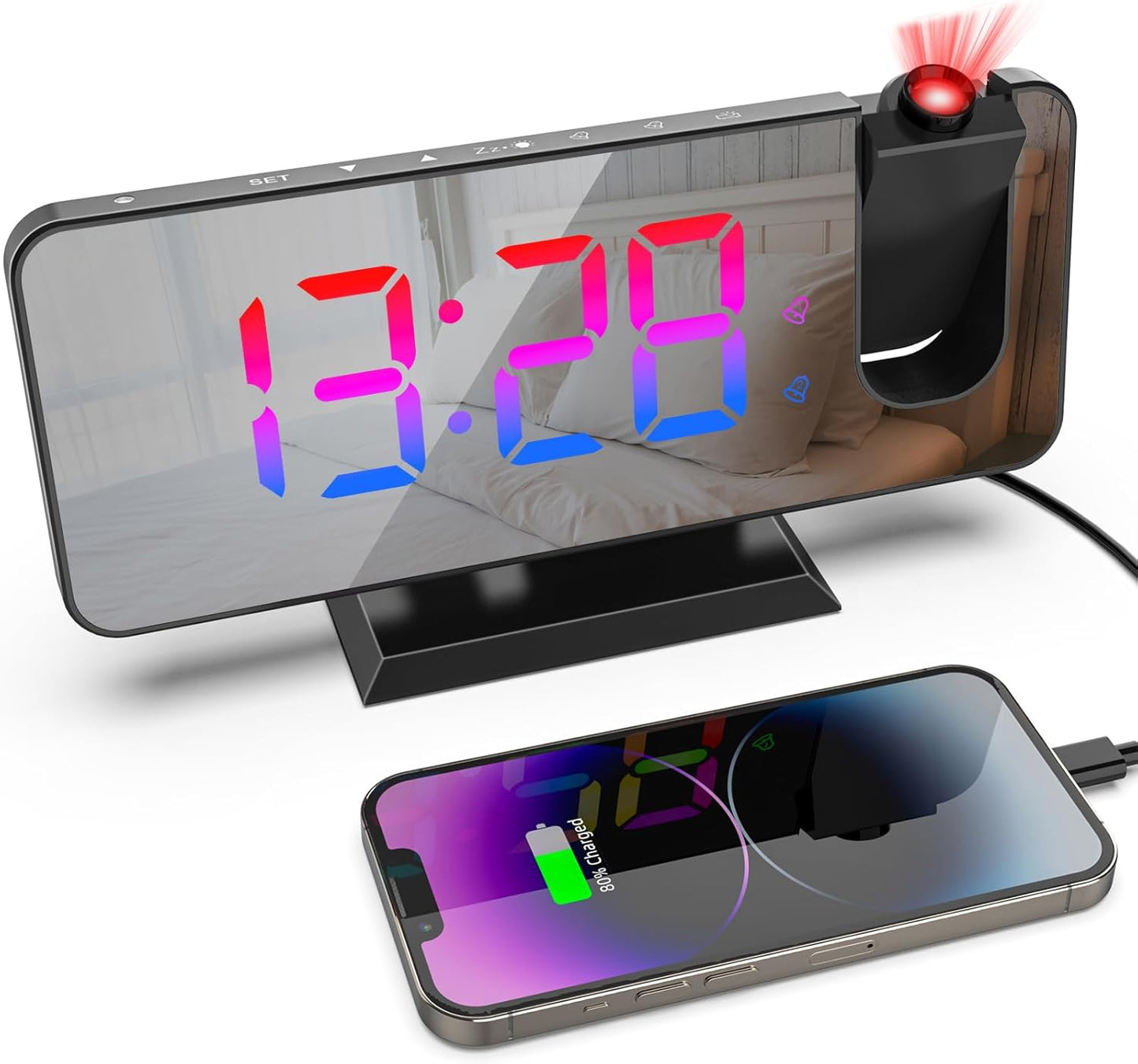 Digital Projection Alarm Clock, Ceiling Projector Clock for Bedroom, Digital Alarm Clock Projects Time on Ceiling