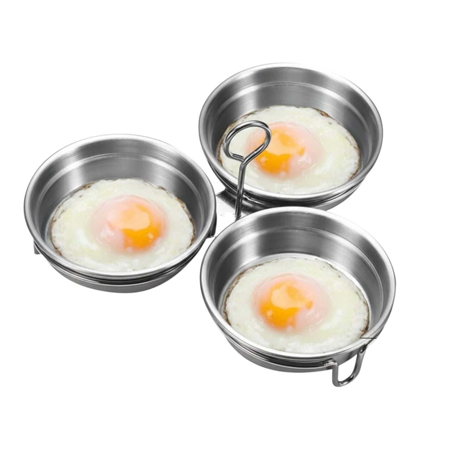 GOVNPJ Egg Poacher, 304 Stainless Steel Poached Egg Cups with Oil Brush, without Coating Egg Boiler Cup for Stovetop (Round)