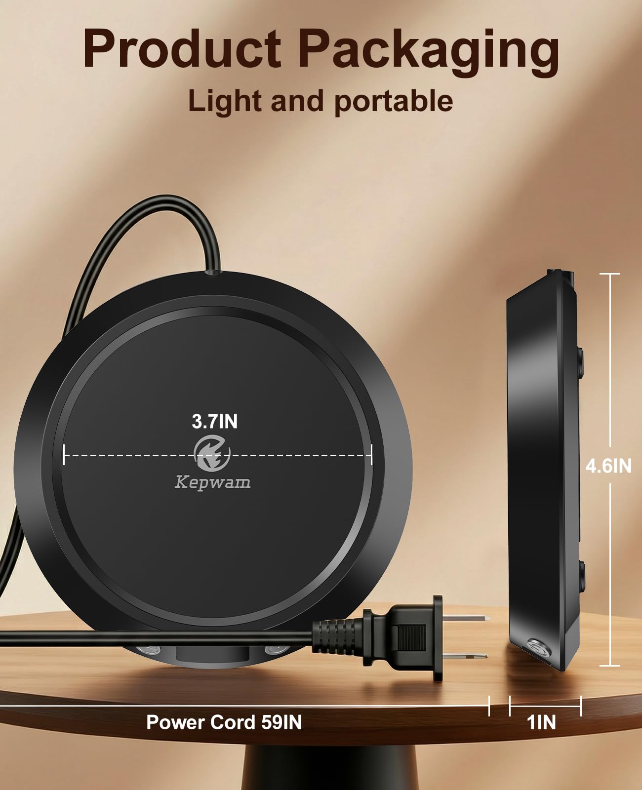 Kepwam Coffee Mug Warmer - 50W Electric Coffee Warmer for Desk 3 Temp Settings & 2-9 Timer Smart Cup Warmer for Desk Candle Warmer Plate with LED Lights Beverage Tea Milk Warmer for Home & Office
