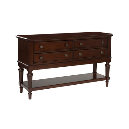 Signature Design by Ashley Lavinton Classic 4-Drawer Dining Server with Open Shelf, Dark Brown