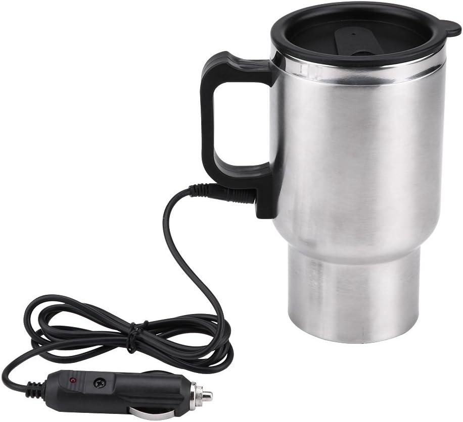 12V Electric Cup for Car, Stainless Steel Travel Heating Cup for Coffee Tea (12V 450ml)
