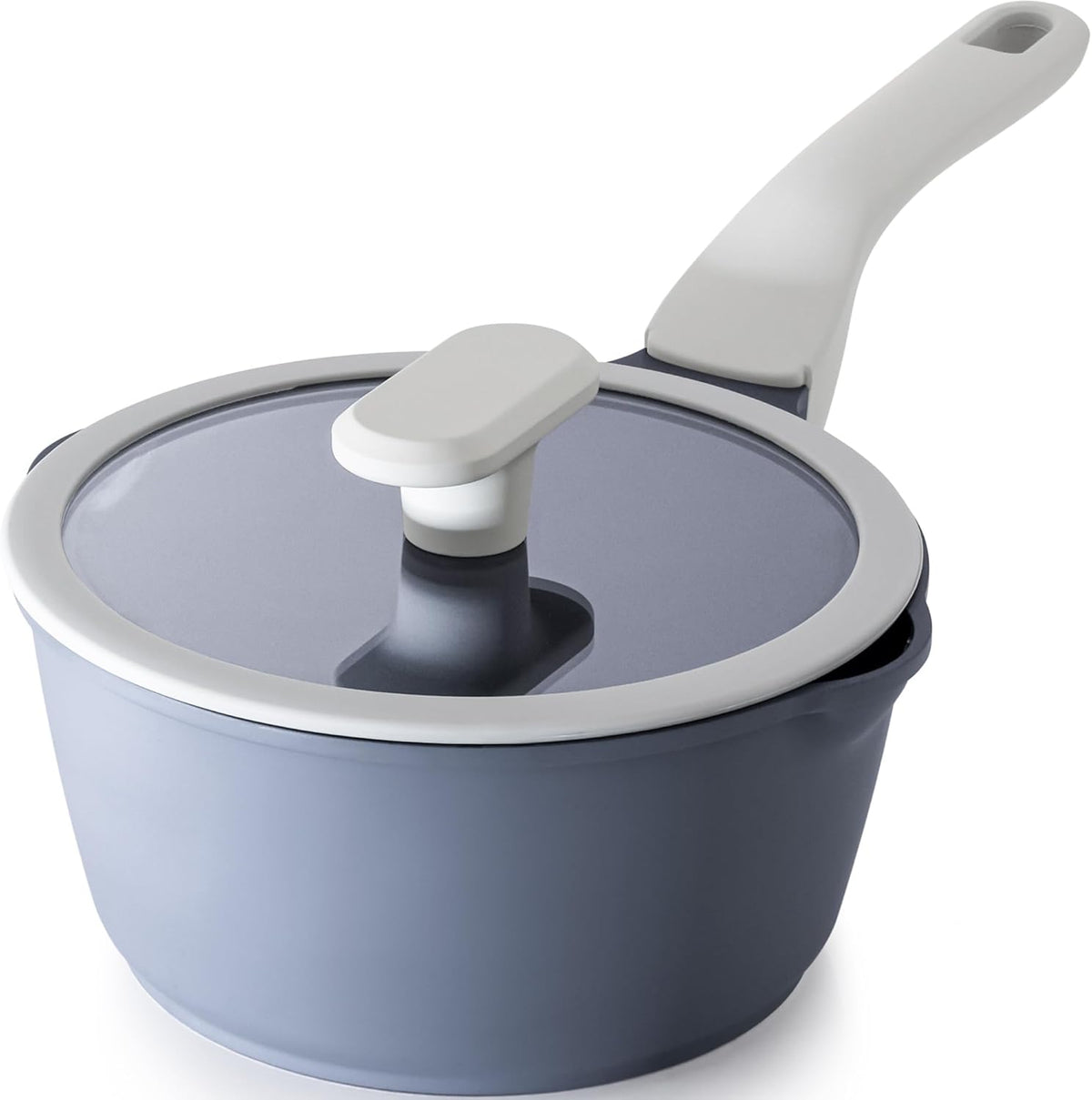 PRICUSIS Nonstick Saucepan - 2 Quart Ceramic Cookware with Lid & Pour Spouts | PTFE, PFOA & PFAS Free