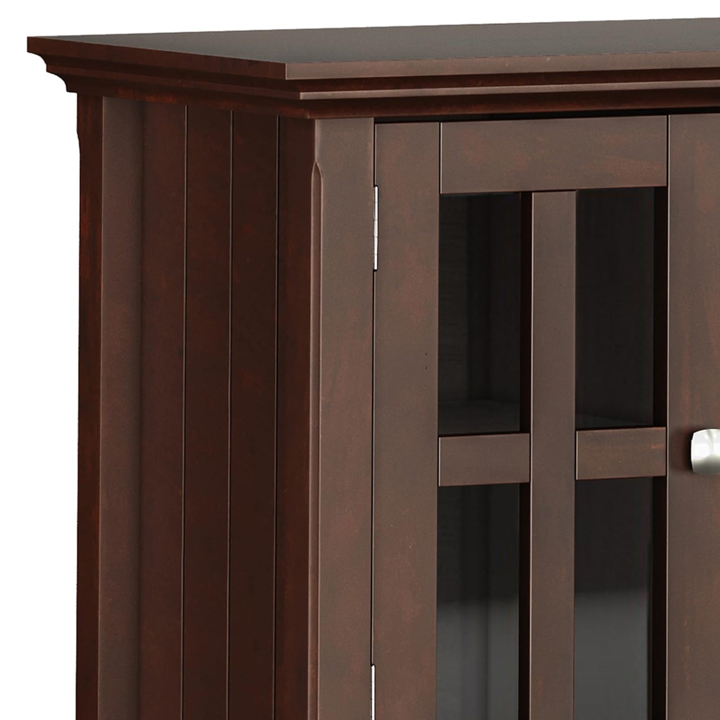 SIMPLIHOME Acadian TV Stand - 60 inch Wide Solid Wood Media Console in Black, Transitional Entertainment Center for Living Room for TVs up to 65 Inches with Glass Cabinets, Drawers and Shelves