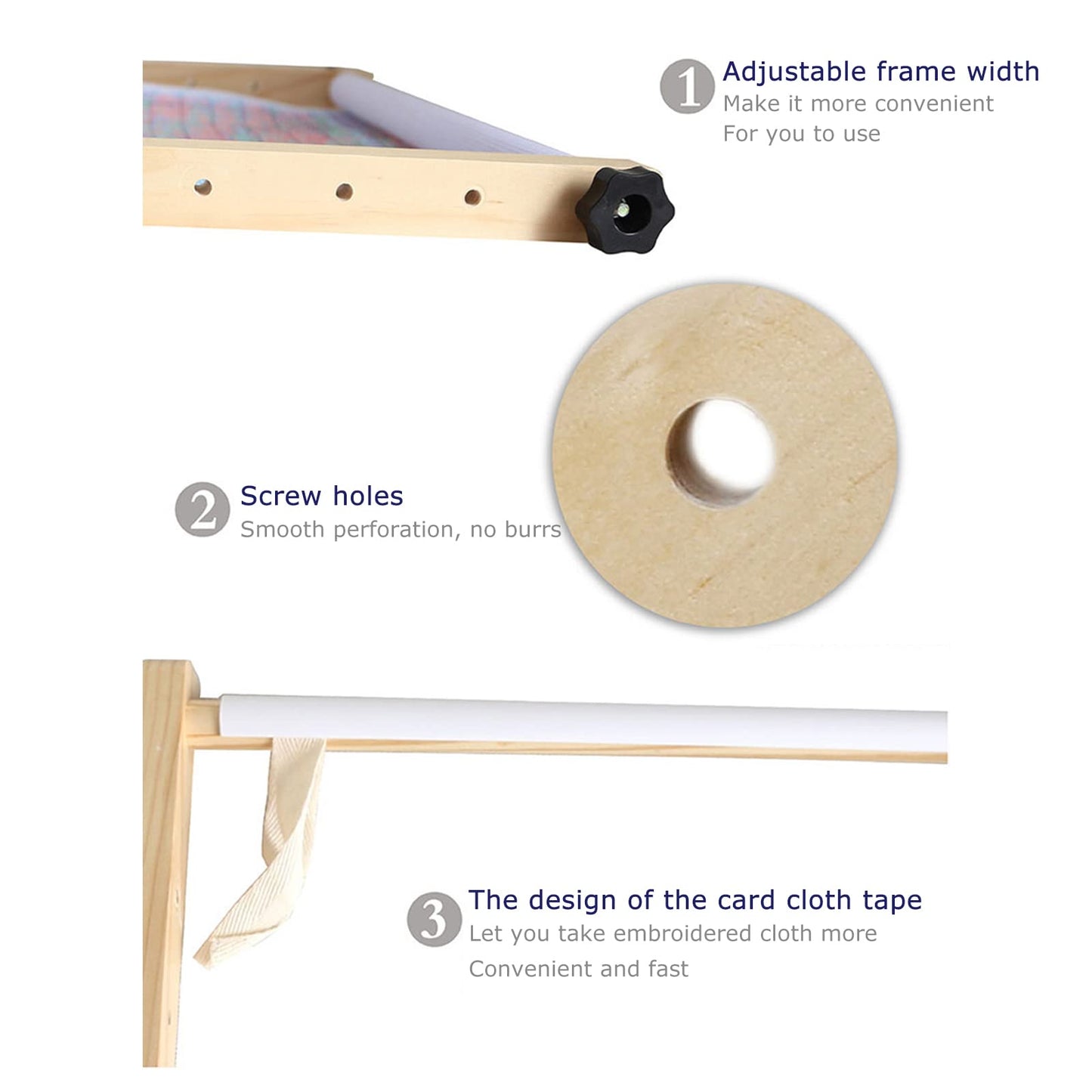 Cross Stitch Frame Hand-held Cross-Stitch Embroidery Frame, Solid Wood Adjustable 35 cm, Card Cloth Belt Design, Convenient and Quick, Stand