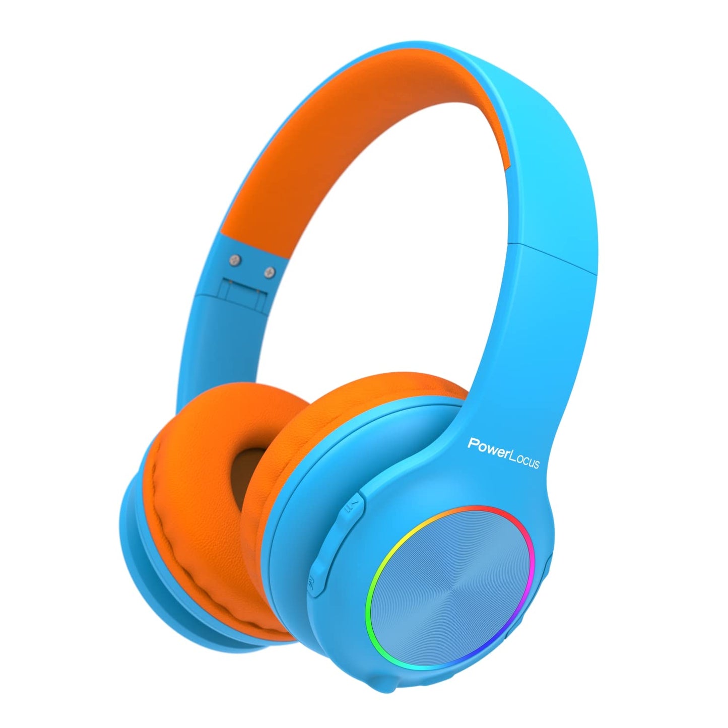PowerLocus PLED Kids Bluetooth Headphones, Kids Wireless Headphones with LED Lights, 74/85/94dB Safe Volume, Micro SD, AUX Cable, Hi-Fi Stereo, Built-in Mic Over Ear Kid Headphone for Travel/Tablet/PC