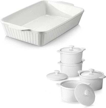 DOWAN Ramekins - Set of 6 Square 6 oz Porcelain Dessert & Appetizer Bowls | Oven Safe Design