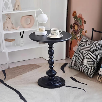 13.8" Side Table - Round Small Accent Table with Metal Base, Multifunctional Vintage Coffee Table for Living Room
