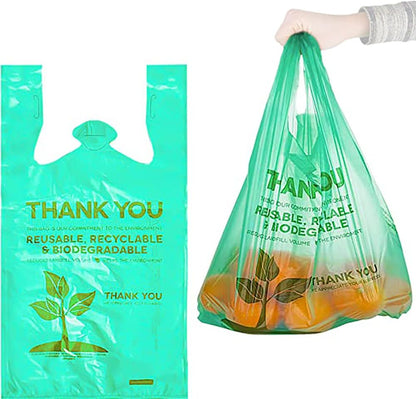 Lakesstory Eco-Friendly Biodegradable Green T-Shirt Bags - Compostable Grocery Bags